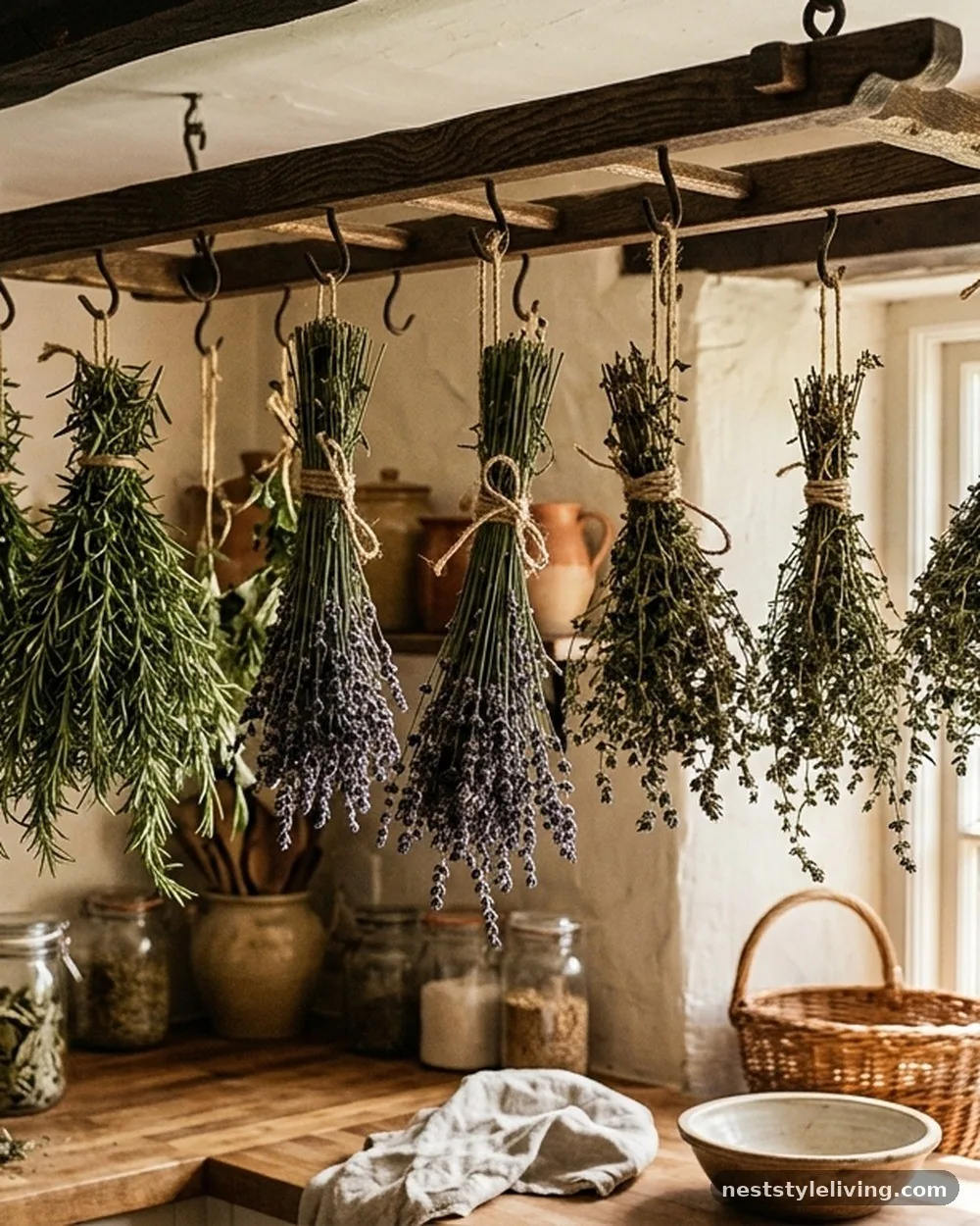 Hanging Dried Herb Bundles - 16 Boho Kitchen Ideas That Feel Collected and Beautiful