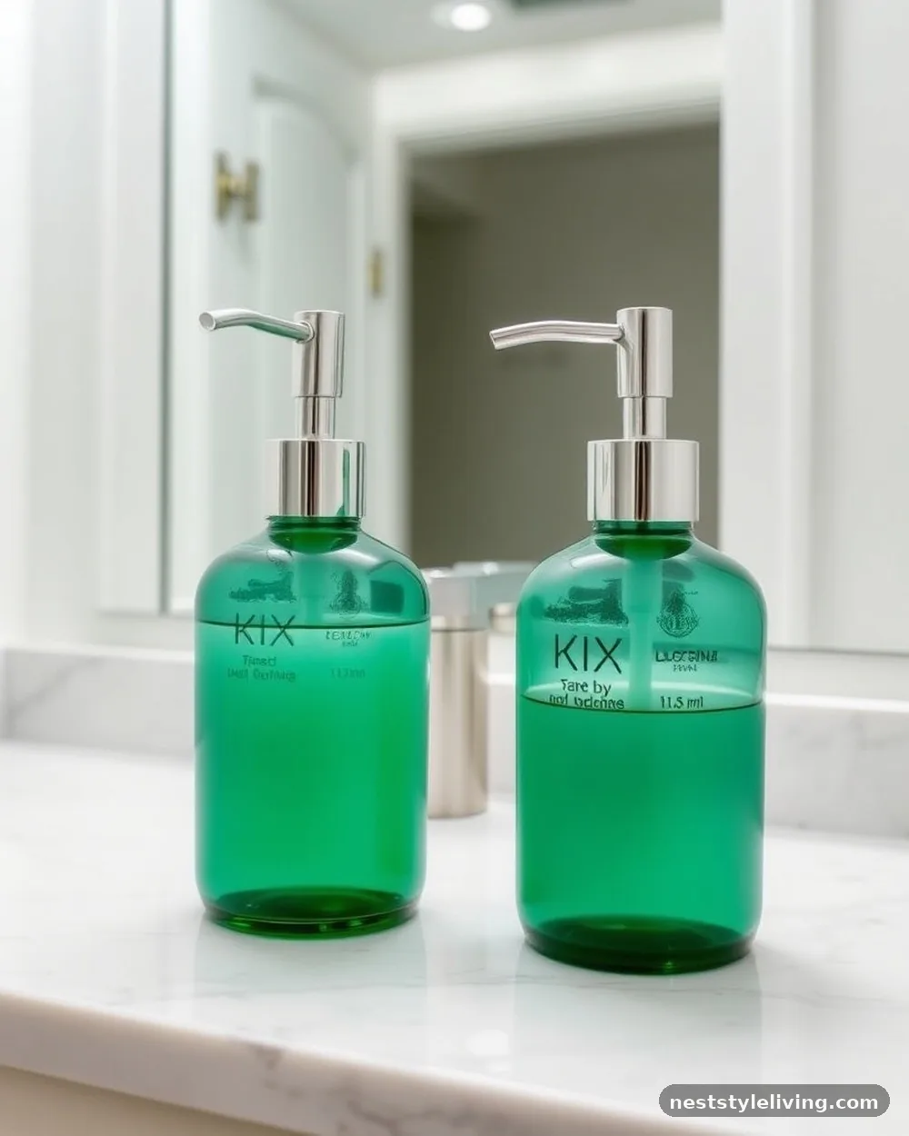 Jade Green Glass Soap Dispensers - 22 Green Bathroom Ideas for a Fresh, Serene Space