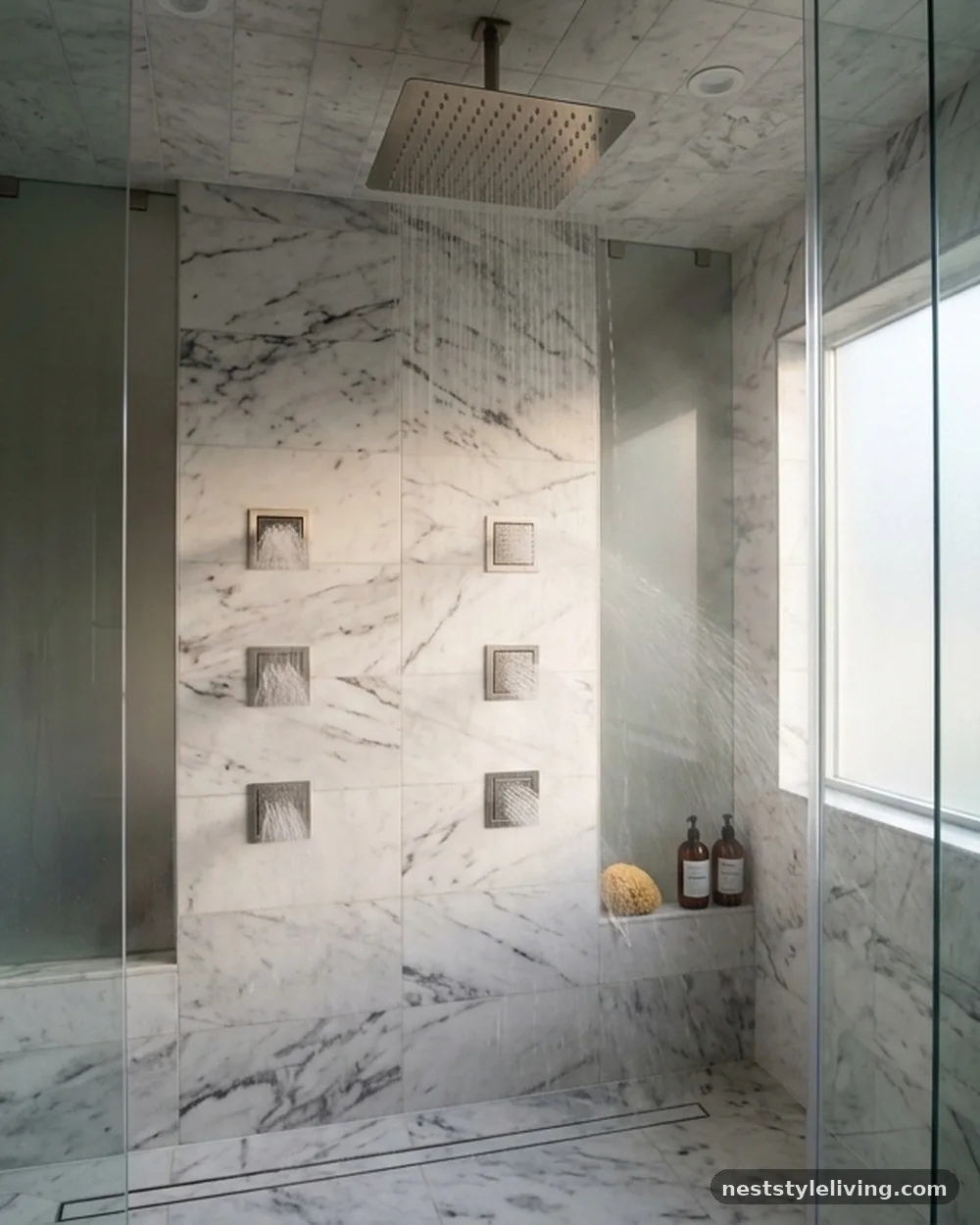 Rainfall Showerhead with Body Sprays - 17 Guest Bathroom Design Ideas That Feel Luxurious at Home