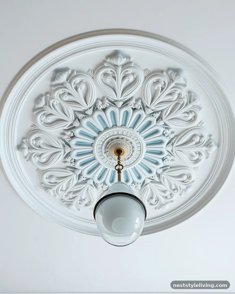 Sky Blue Ceiling Medallion - 19 Blue Living Room Ideas That Make a Bold Statement