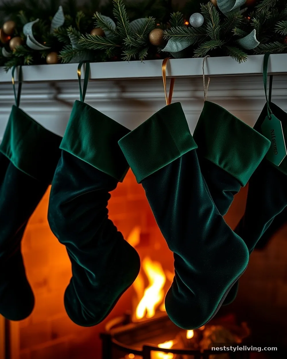 Velvet-Lined Stockings - 18 Classy Christmas Decor Ideas That Look Expensive