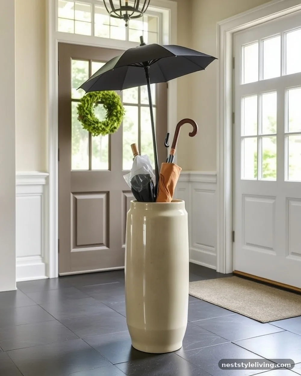 Ceramic Umbrella Stand - 17 Farmhouse Entryway Ideas That Welcome Guests in Style