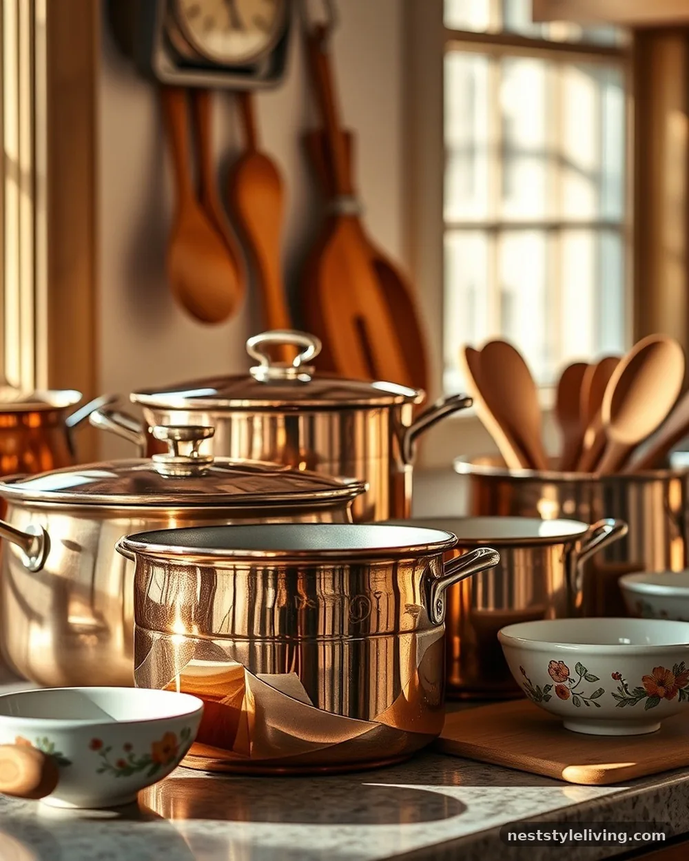 Copper and Ceramic Cookware Displays - 16 Italian Tuscan Kitchen Ideas Full of Timeless Charm