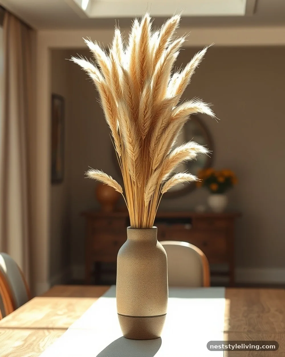 Dried Wheat and Grass Bouquets - 16 Nature Inspired Table Ideas to Bring the Outdoors In