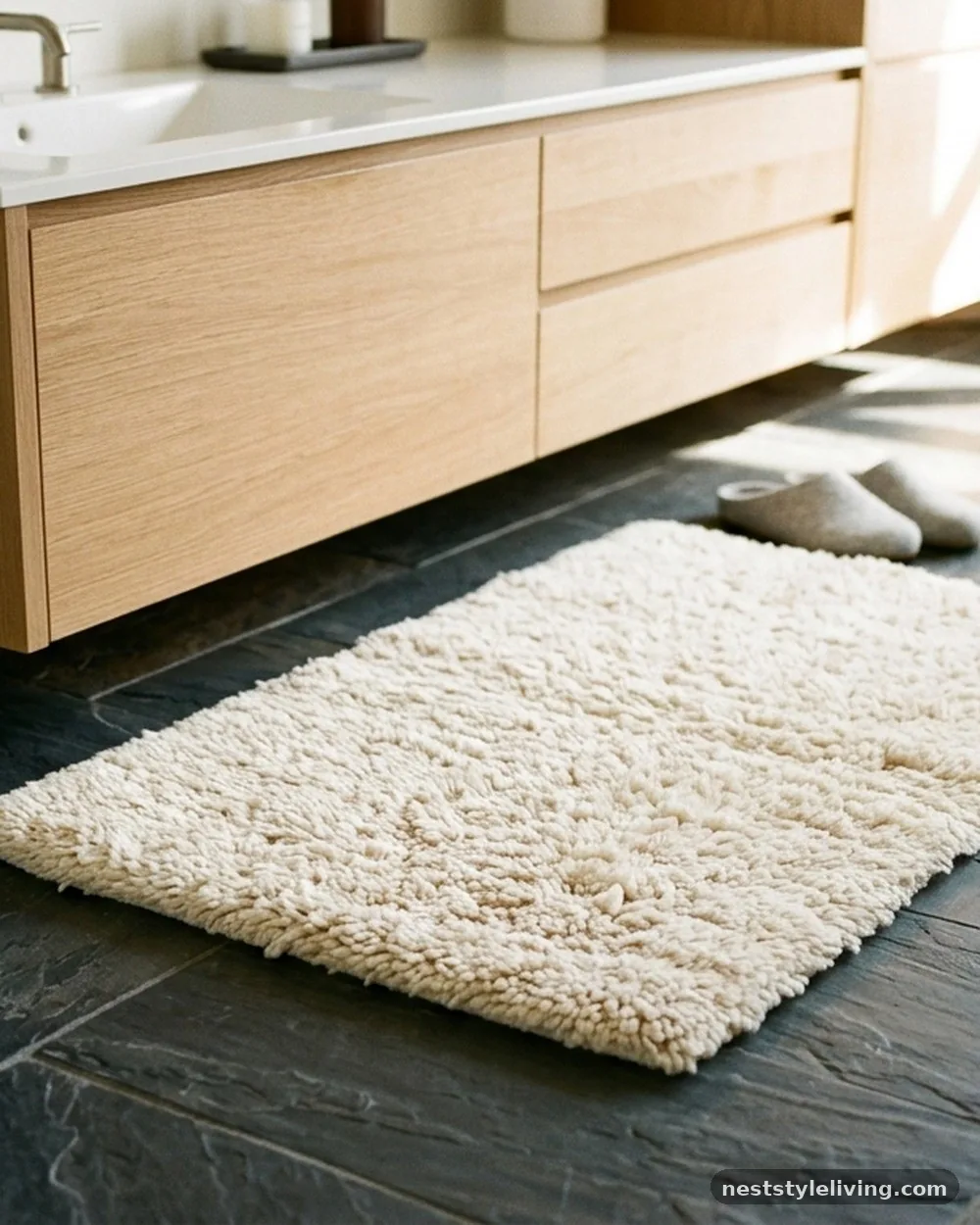 Hand-Tufted Bath Mats - 17 Guest Bathroom Design Ideas That Feel Luxurious at Home