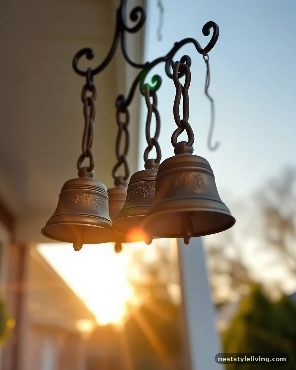 Hanging Metal Bells - 17 Winter Porch Ideas for a Cozy Seasonal Welcome