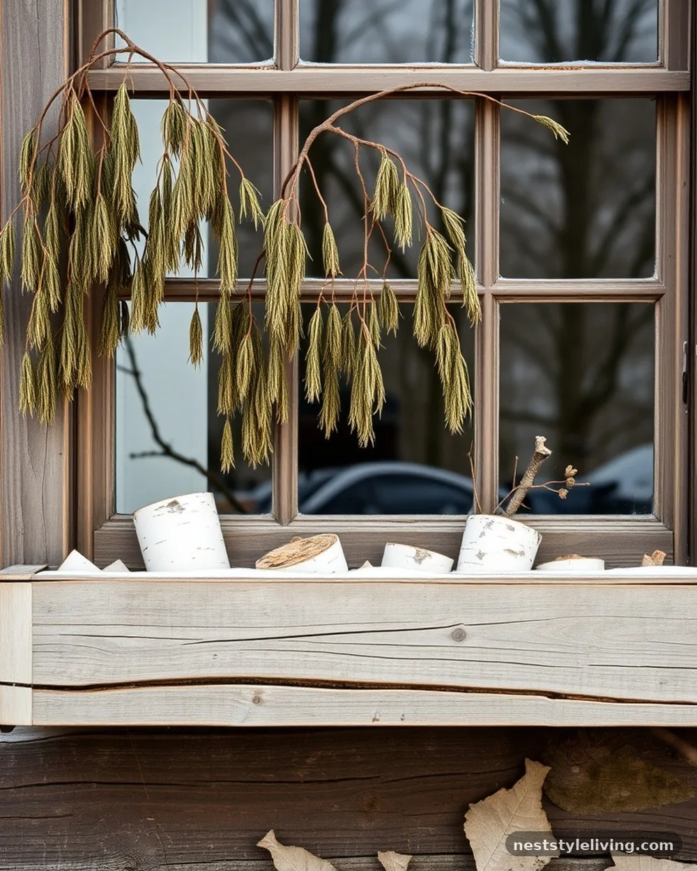 Hemlock and Birch Bark Accents - 19 Winter Window Box Ideas That Add Instant Charm
