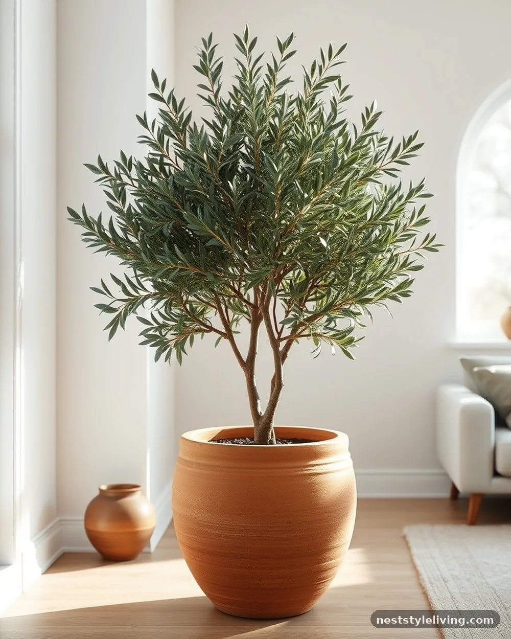 Indoor Olive Tree - 22 Boho Living Room Ideas That Look Designer Approved