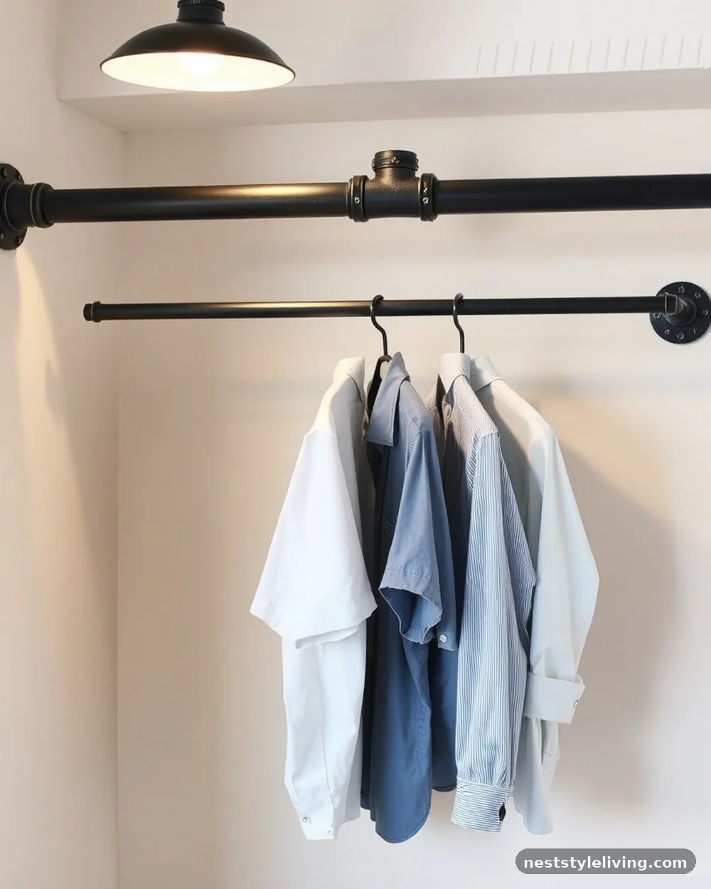 Iron Pipe Clothing Rod - 23 Farmhouse Laundry Room Ideas for a Cozy Space