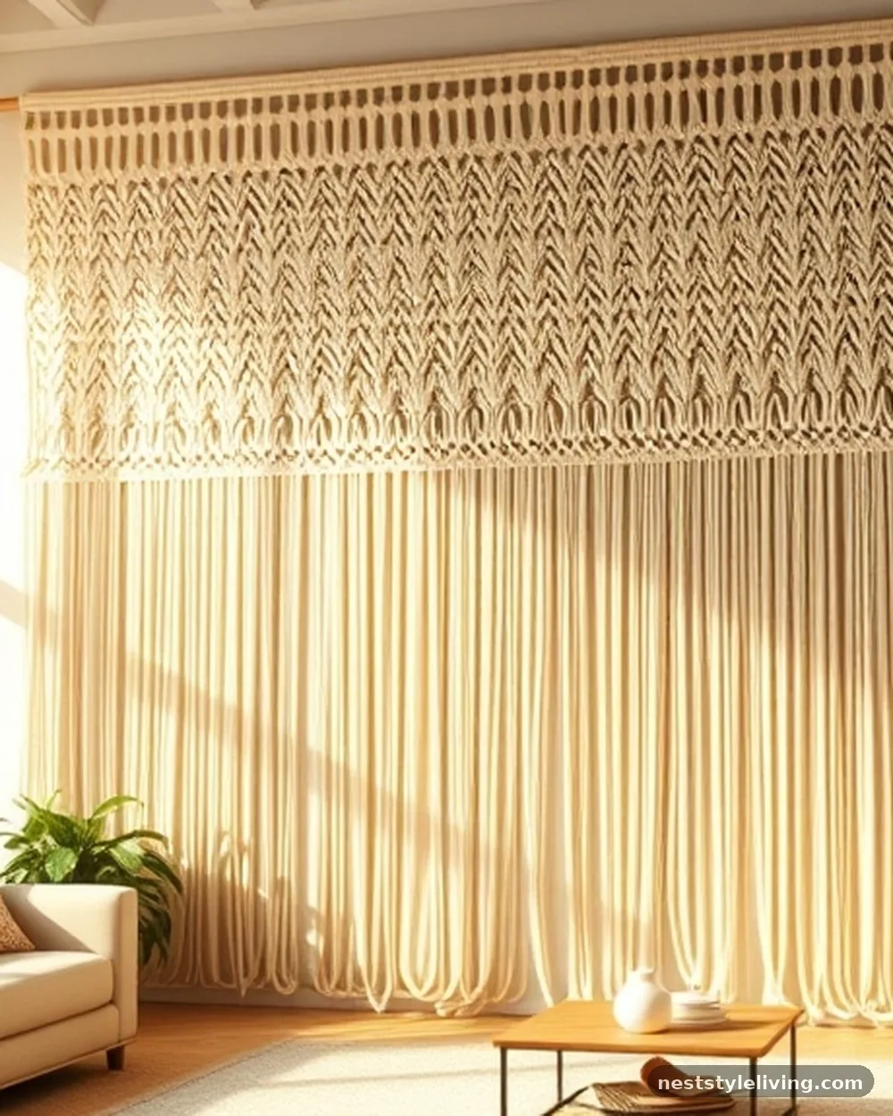 Oversized Macramé or Fiber Art - 15 Living Room Wall Art Ideas That Look Expensive