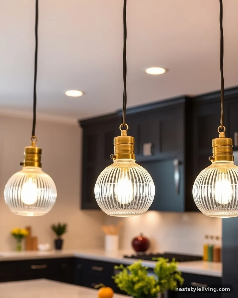 Pendant Lights with Glass Globes - 21 Retro Kitchen Ideas for a Stylish Vintage Look