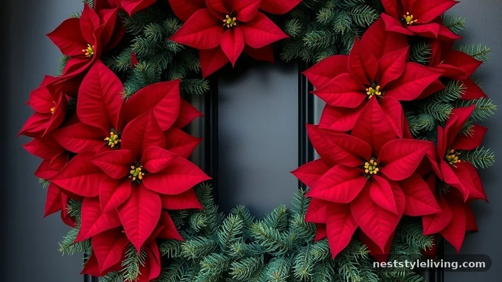 Poinsettia and Pine Branch Wreath - 16 Christmas Wreaths to Make Your Door Stand Out
