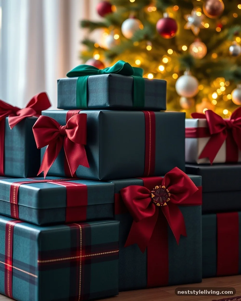Tartan-Wrapped Gift Boxes - 18 Ralph Lauren Inspired Christmas Ideas to Recreate