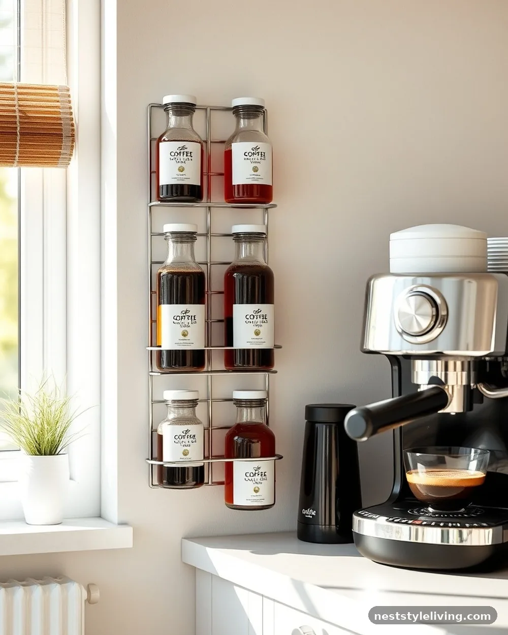 Vertical Syrup Rack - 21 Coffee Bar at Home Ideas for a Stylish Cozy Space