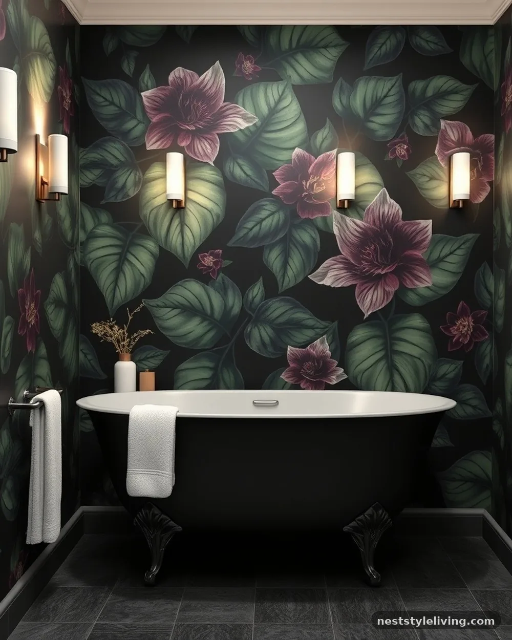 Dark Botanical Wallpaper - 21 Dark Moody Bathroom Ideas for a Dramatic Look