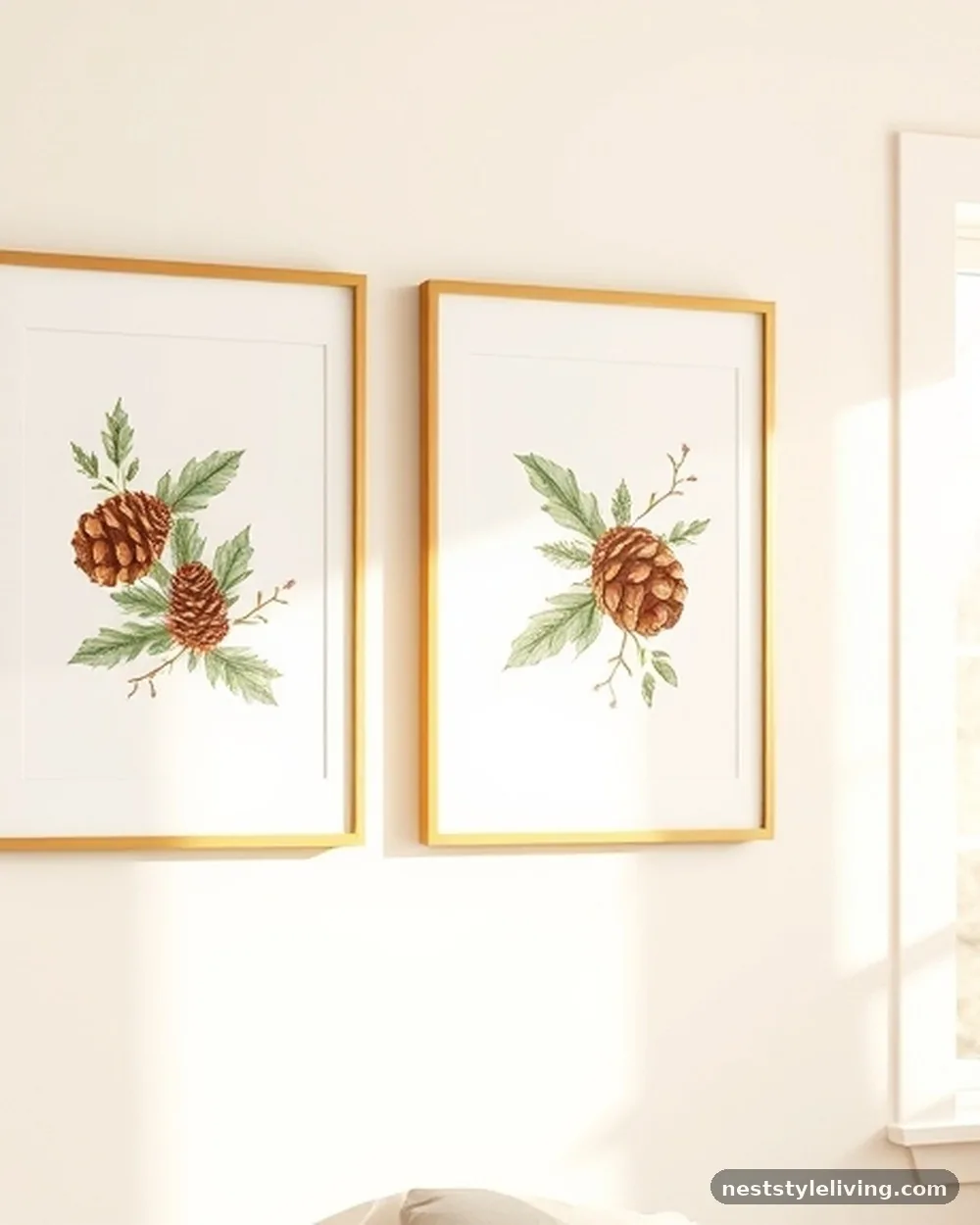Framed Botanical Winter Prints - 17 Christmas Bedroom Decor Ideas for a Cozy Holiday