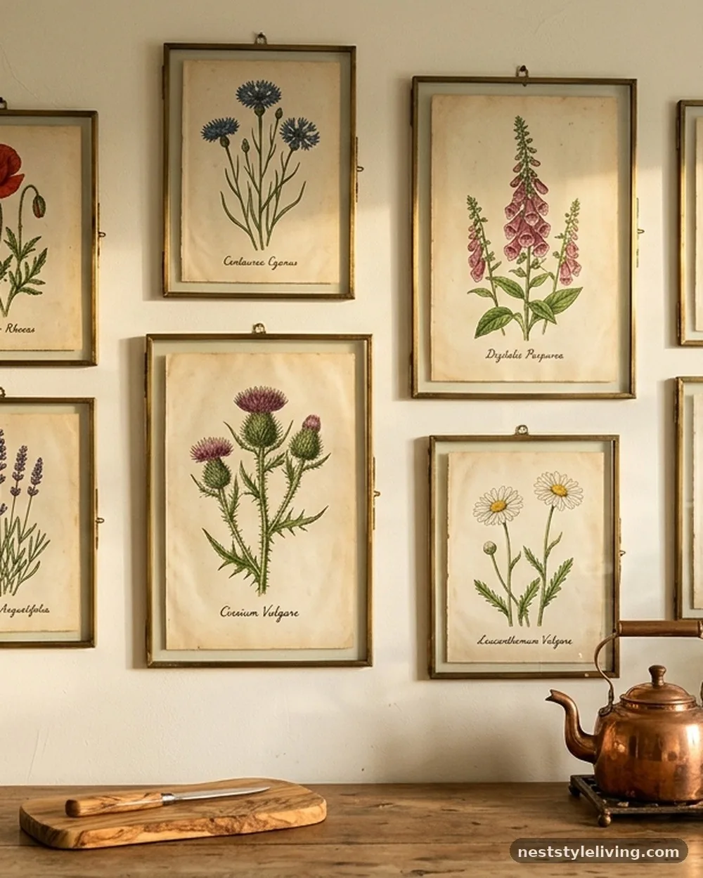 Framed Vintage Botanical Prints - 16 Boho Kitchen Ideas That Feel Collected and Beautiful