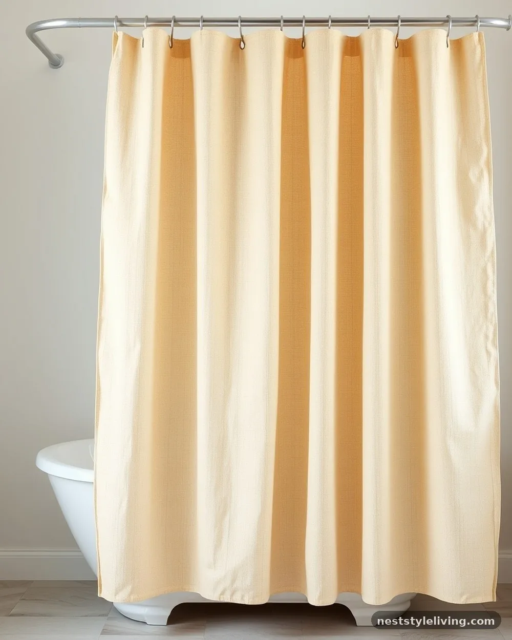Neutral Linen Shower Curtain - 20 Boho Bathroom Ideas for a Soft Relaxed Retreat
