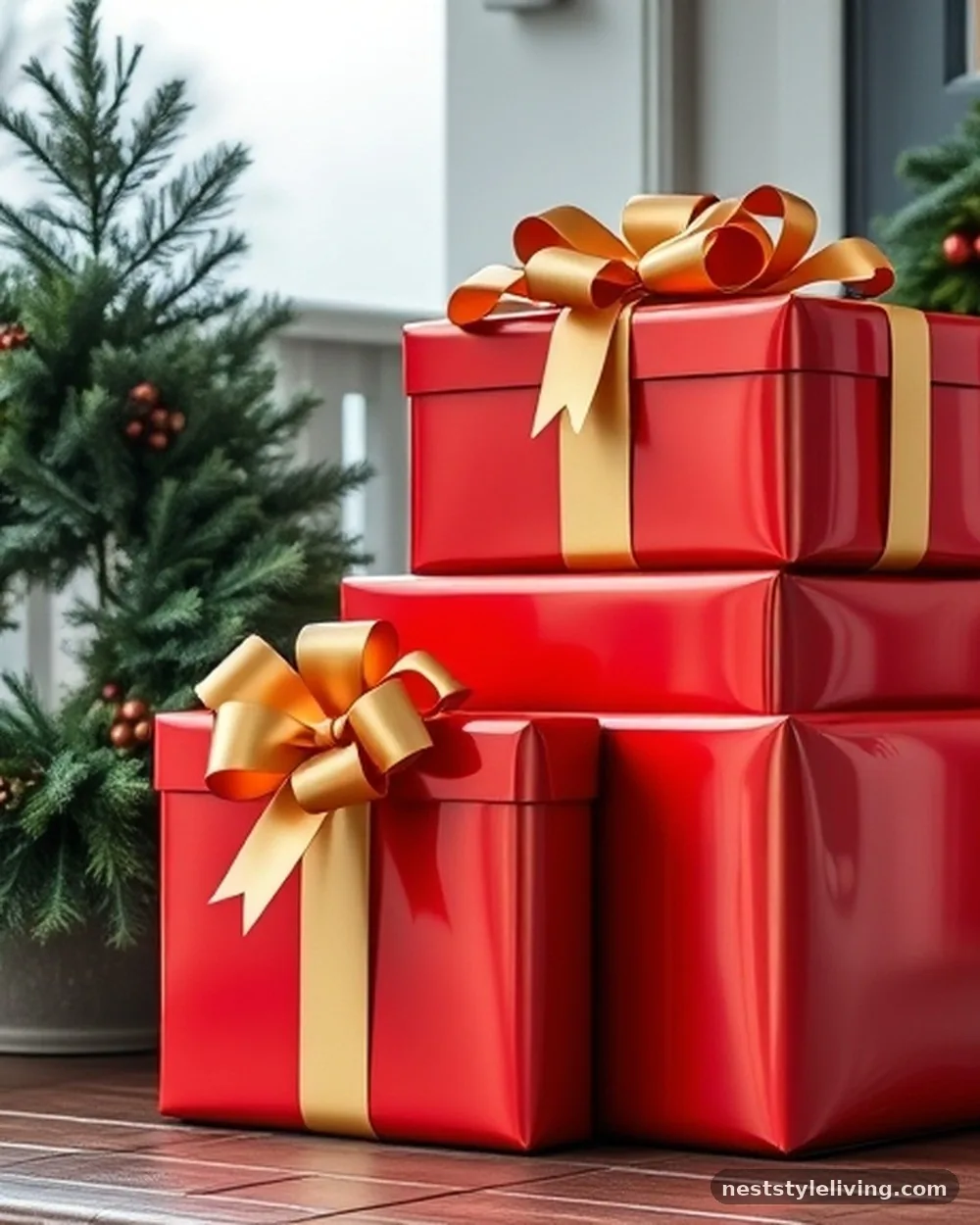 Oversized Gift Boxes - 19 Christmas Front Porch Decor Ideas to Wow Guests