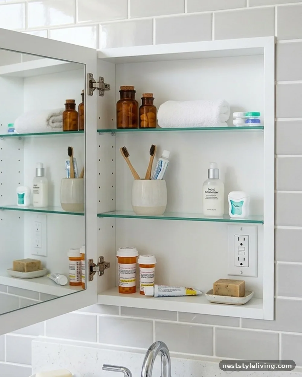 Recessed Medicine Cabinets with Interior Outlets - 17 Guest Bathroom Design Ideas That Feel Luxurious at Home