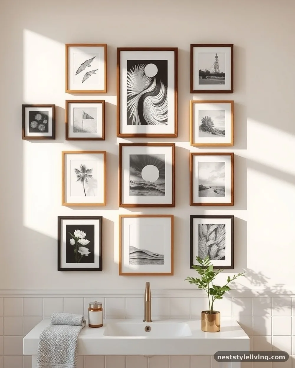 Framed Art Gallery - 23 Half Bathroom Design Ideas That Make a Big Impact