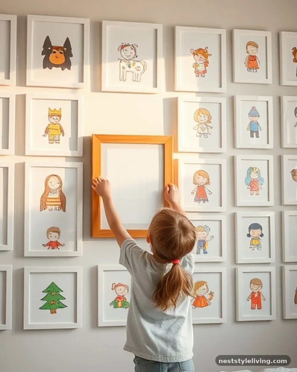 Gallery Wall of Personal Art - 22 Cool Bedroom Ideas for Kids They'll Love