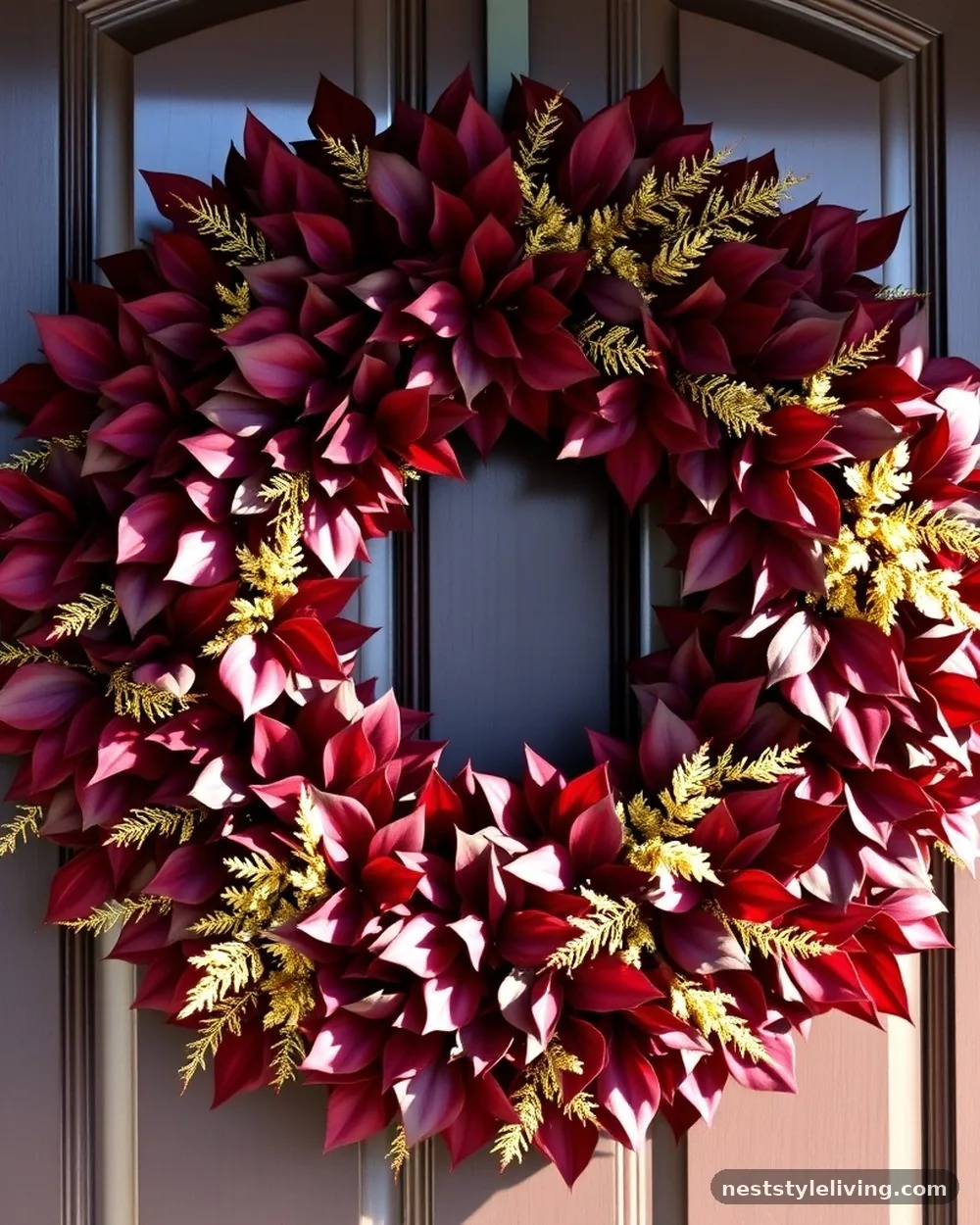 Gilded Burgundy Wreaths - 19 Burgundy Christmas Decorations That Look Expensive