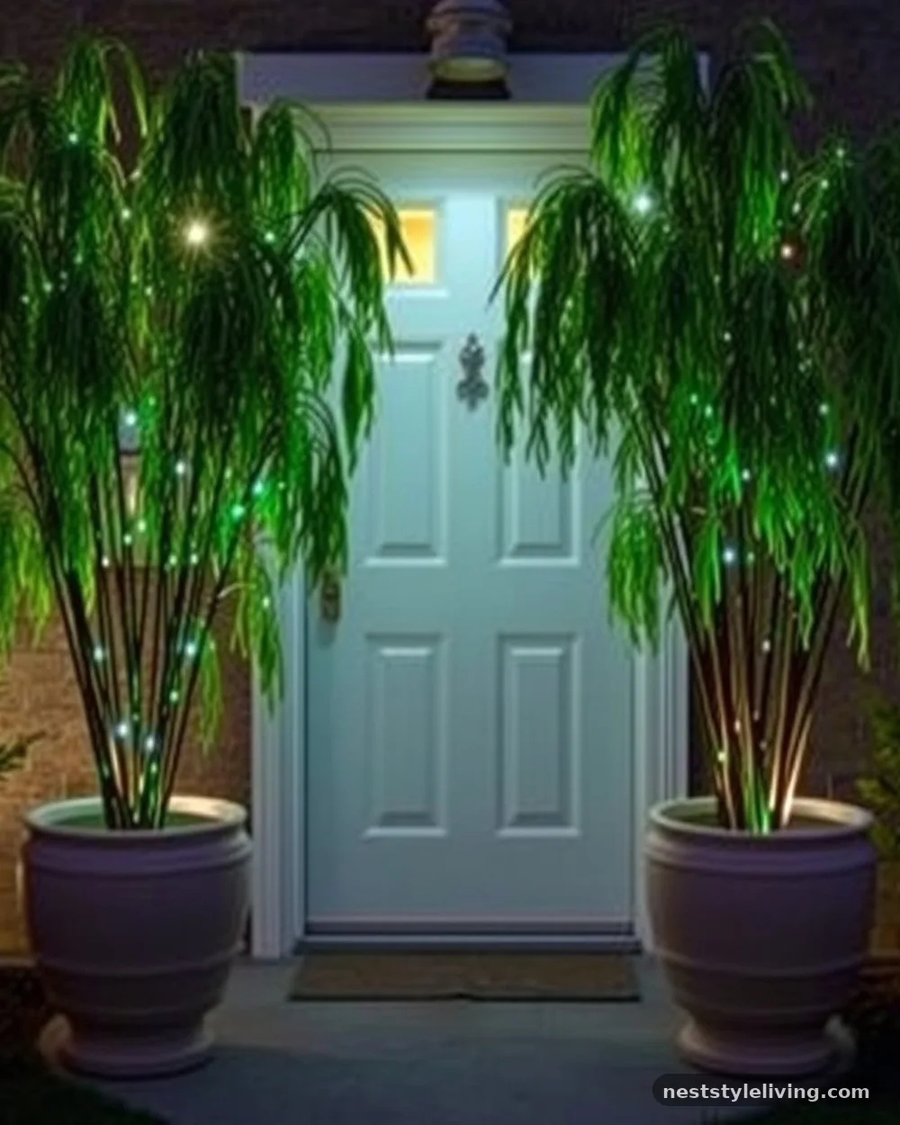 Lit Willow Tree Branches - 20 Outdoor Christmas Decorations to Brighten Your Yard