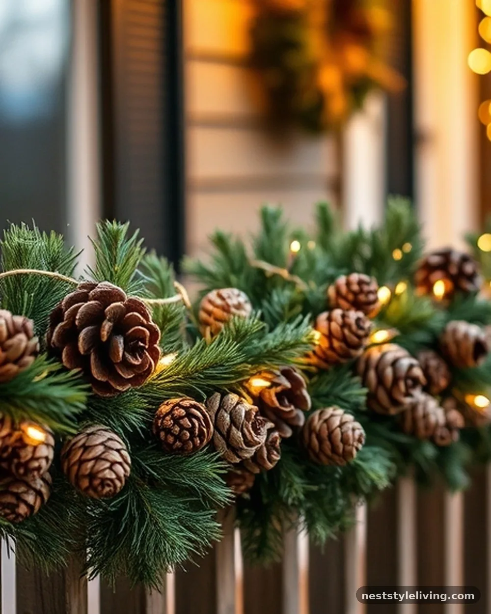 Pinecone Garlands - 19 Christmas Front Porch Decor Ideas to Wow Guests