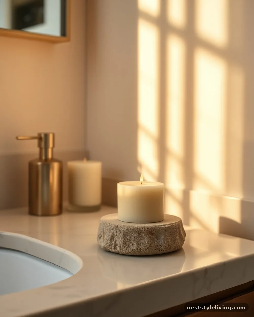 Tapered Pillar Candles - 18 Bathroom Counter Decor Ideas for an Instant Glow-Up