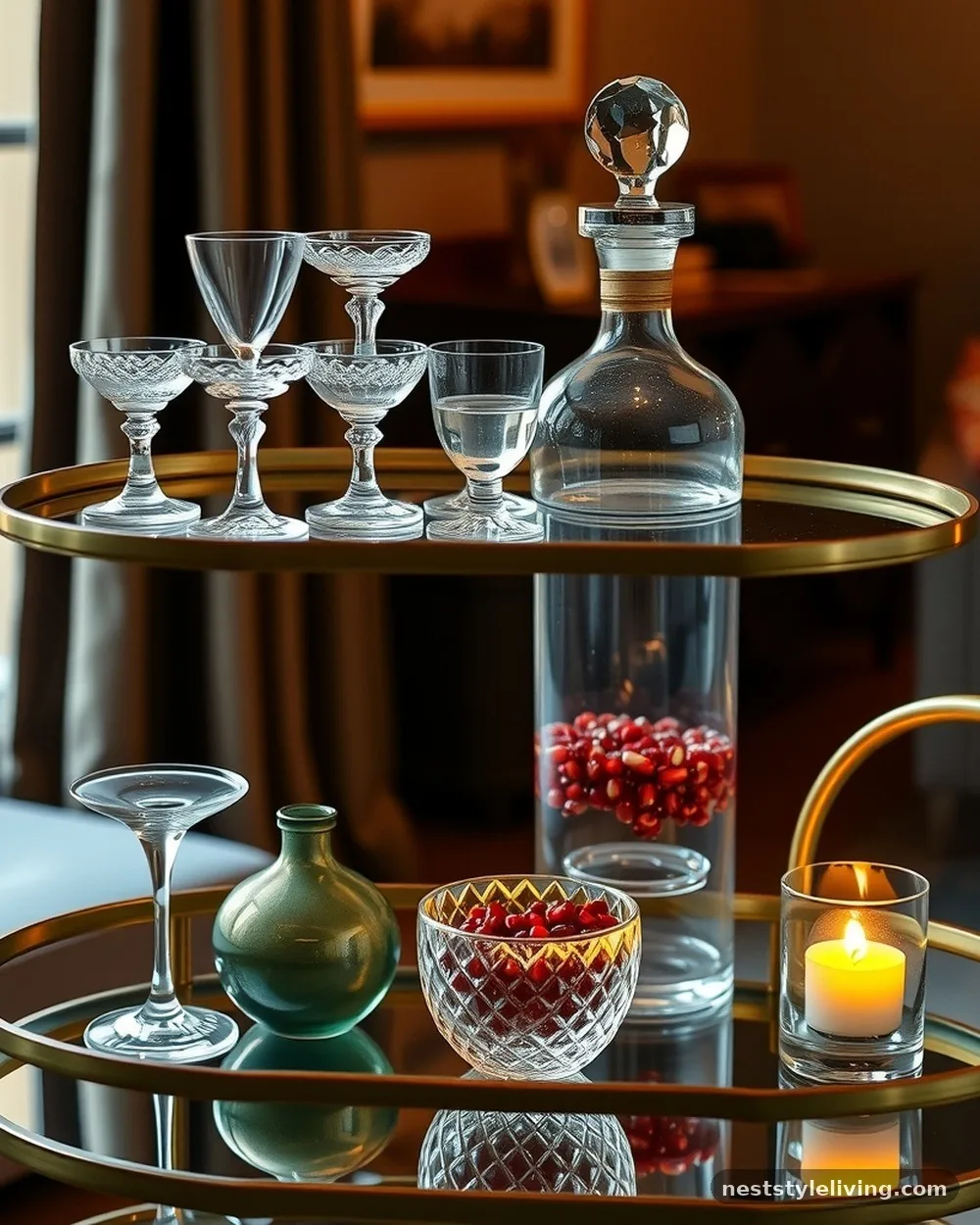 Tiered Bar Cart Styling - 18 Classy Christmas Decor Ideas That Look Expensive