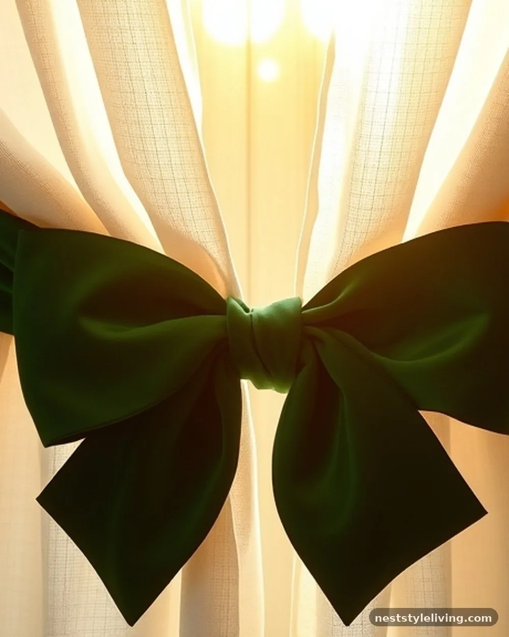 Velvet Ribbon Ties for Curtains - 17 Christmas Bedroom Decor Ideas for a Cozy Holiday