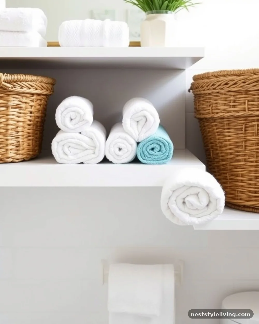 Woven Storage Baskets - 20 Boho Bathroom Ideas for a Soft Relaxed Retreat