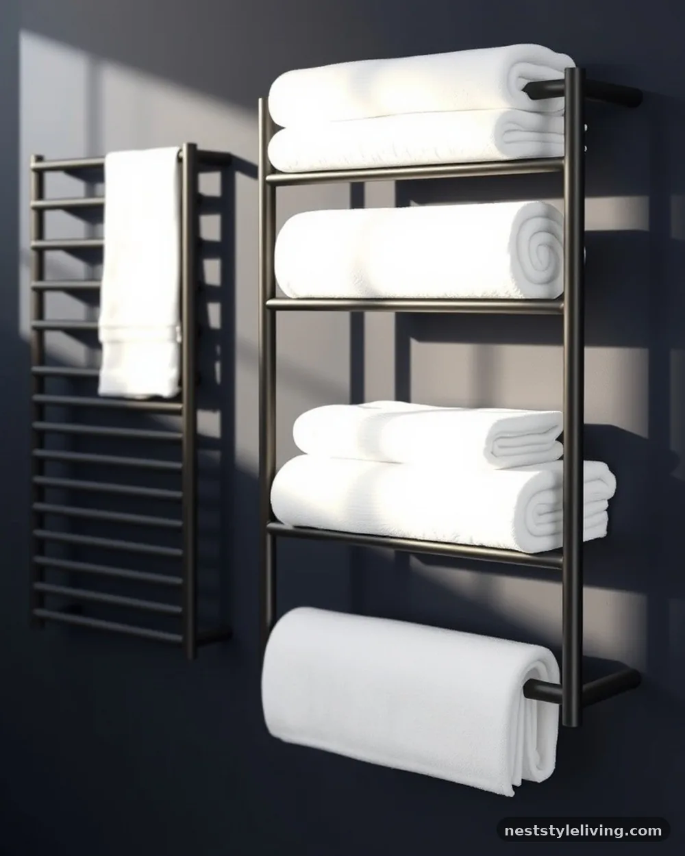 Dark Metal Towel Rails - 21 Dark Moody Bathroom Ideas for a Dramatic Look