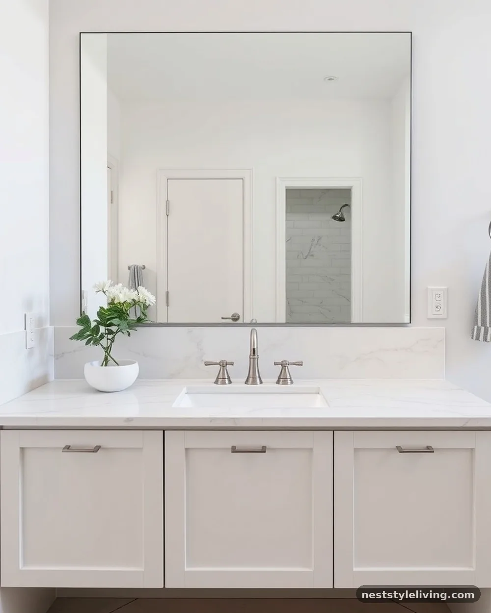 Marble Countertop Splashes - 23 Half Bathroom Design Ideas That Make a Big Impact