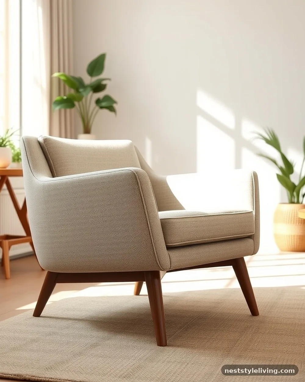 Mid-Century Modern Armchair - 22 Boho Living Room Ideas That Look Designer Approved