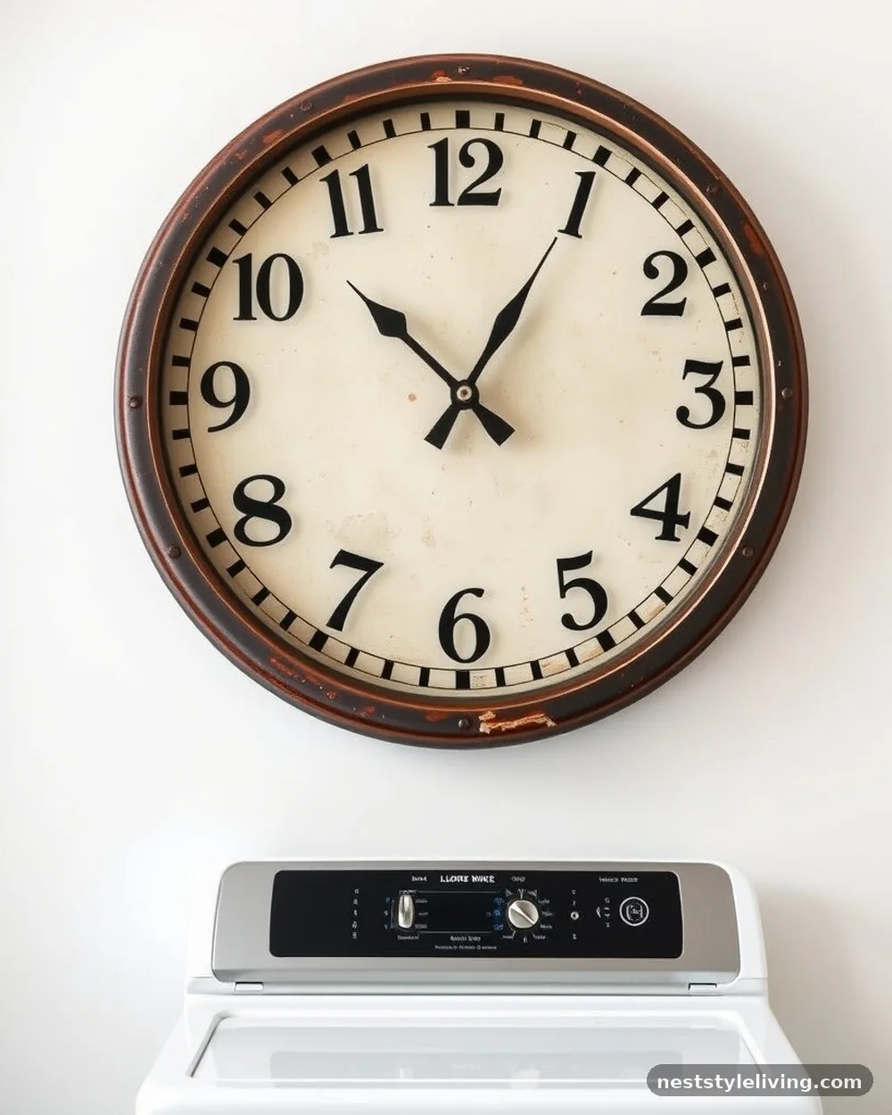 Oversized Wall Clock - 23 Farmhouse Laundry Room Ideas for a Cozy Space