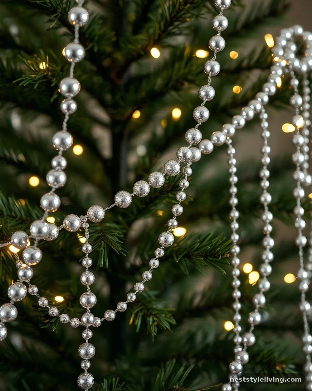 Silver Beaded Garlands - 20 Timeless Christmas Home Ideas for Cozy Holidays