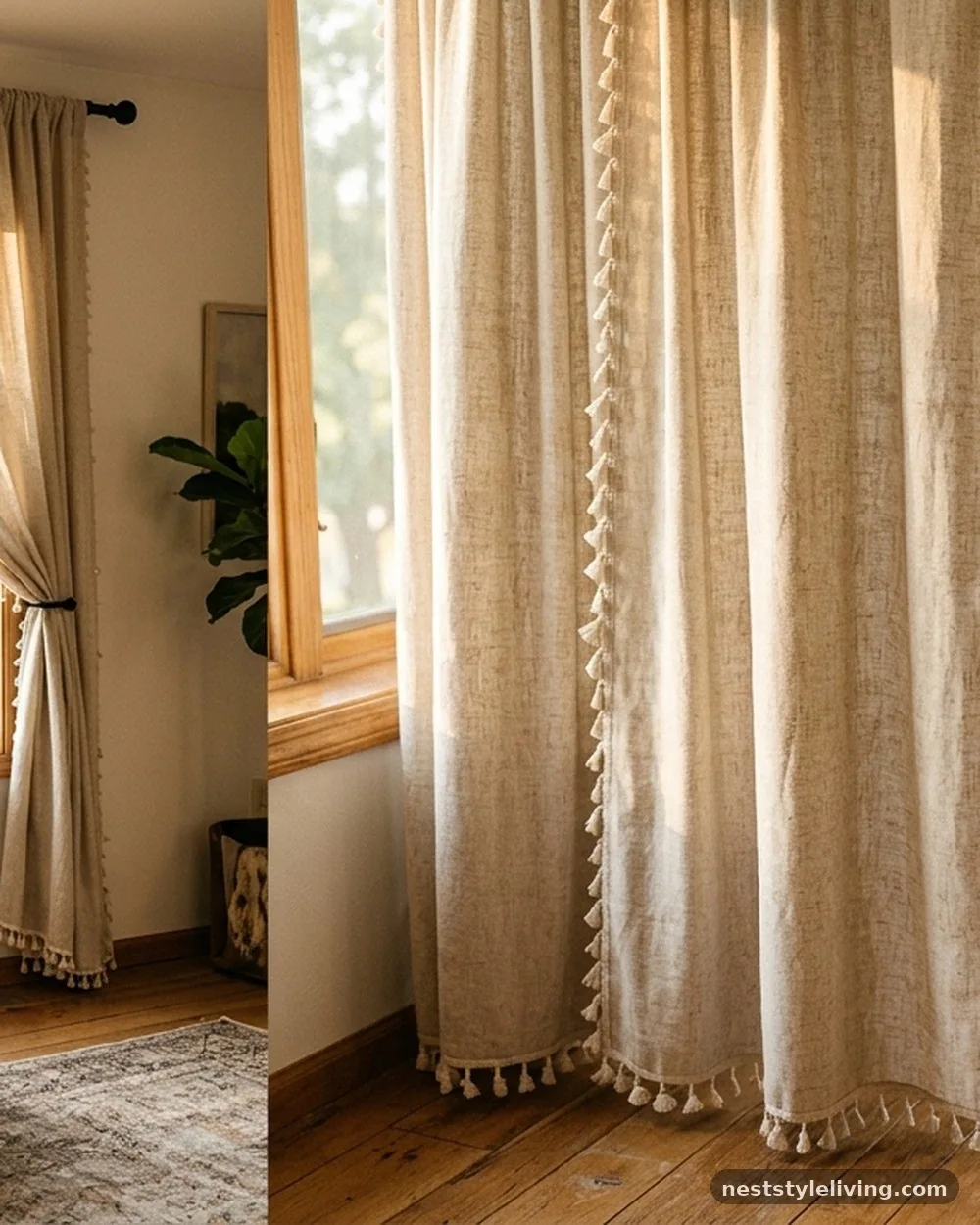 Tassel-Trimmed Curtains - 19 Afro Boho Living Room Ideas Full of Warmth and Style