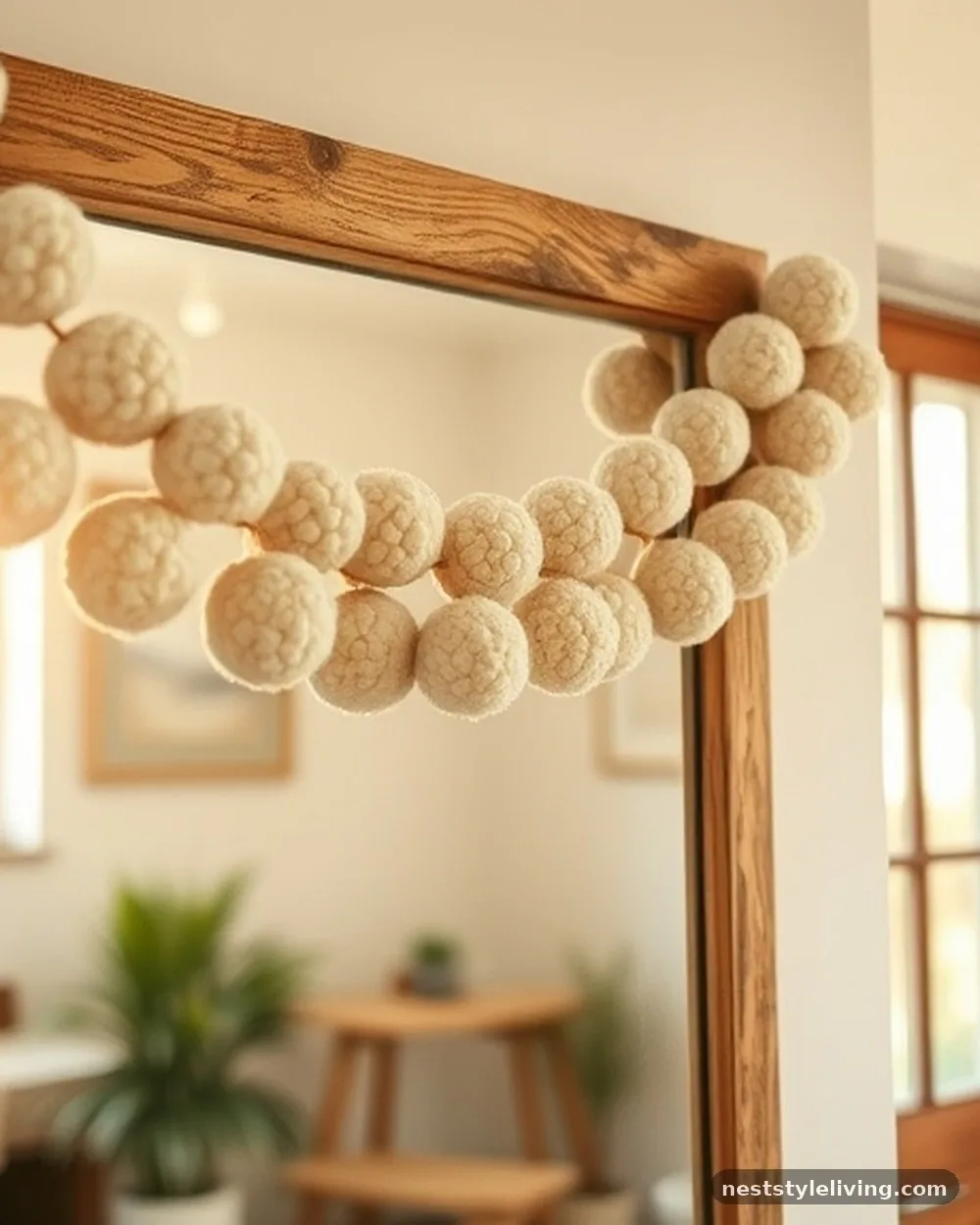 Woolen Pom-Pom Garlands - 20 Christmas Living Room Ideas for a Cozy Home