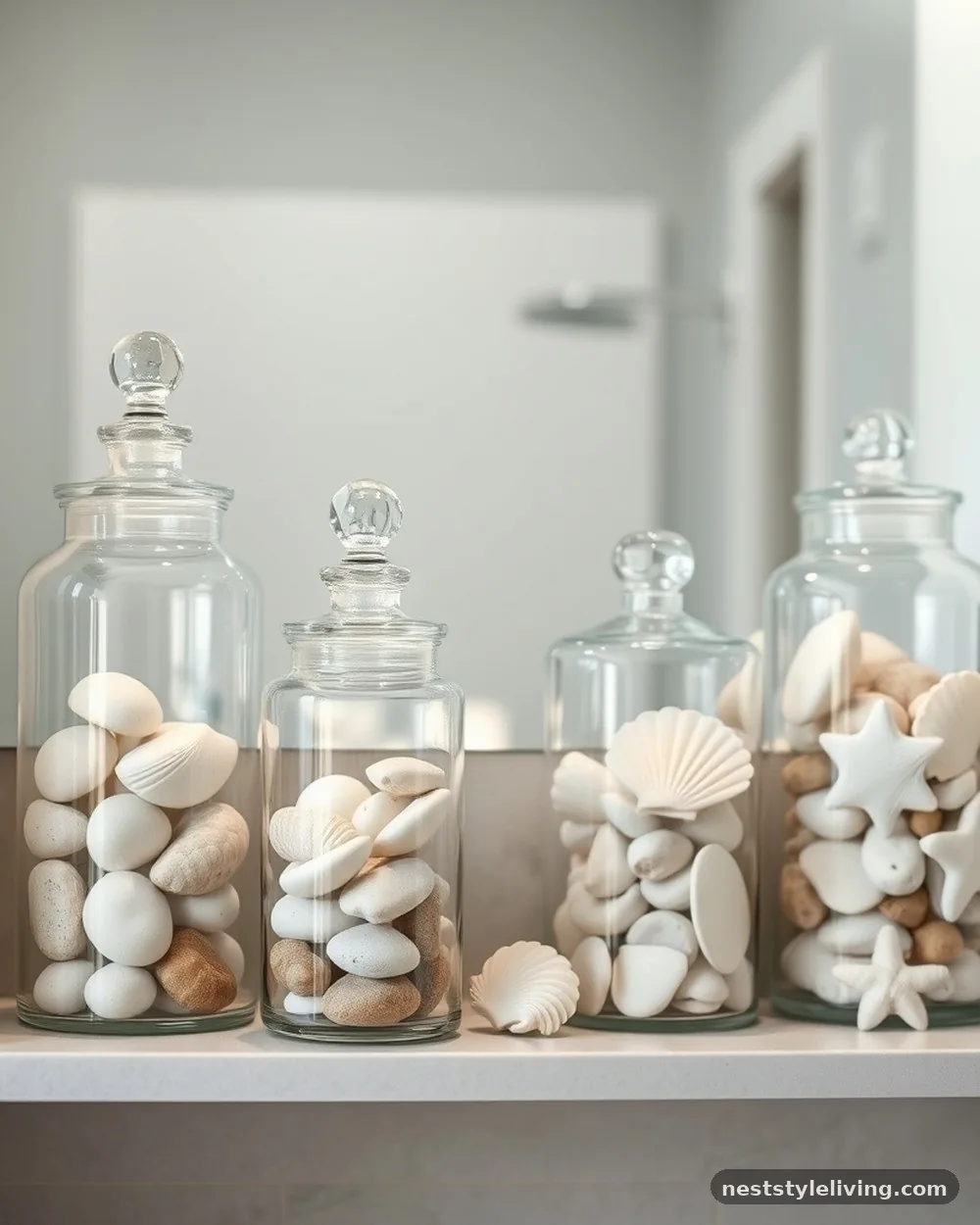 Apothecary Jars with Natural Elements - 20 Boho Bathroom Ideas for a Soft Relaxed Retreat