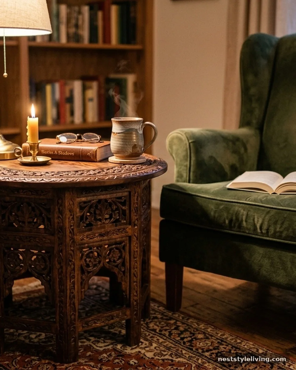 Hand-Carved Side Tables - 19 Afro Boho Living Room Ideas Full of Warmth and Style