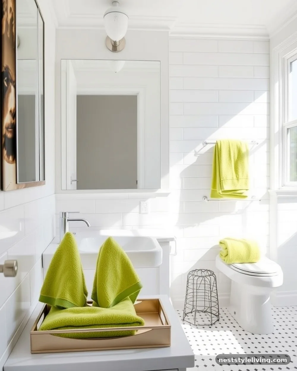 Lime Green Accents for Energy - 22 Green Bathroom Ideas for a Fresh, Serene Space