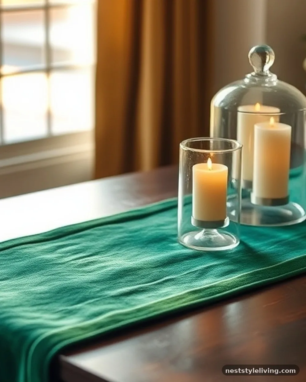 Weighted Velvet Table Runners - 20 Christmas Living Room Ideas for a Cozy Home
