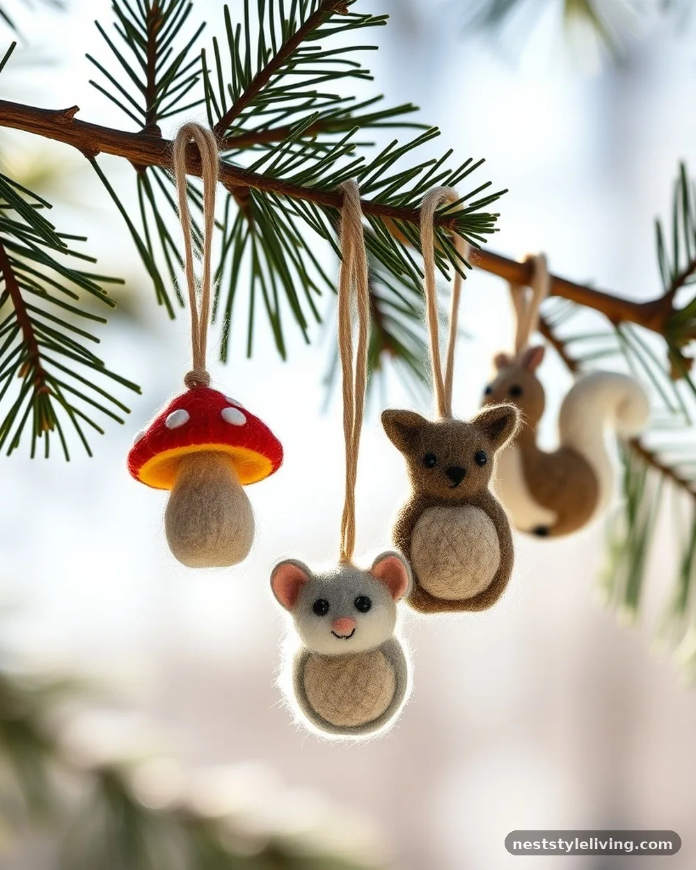 Wool Felted Ornaments - 20 Timeless Christmas Home Ideas for Cozy Holidays