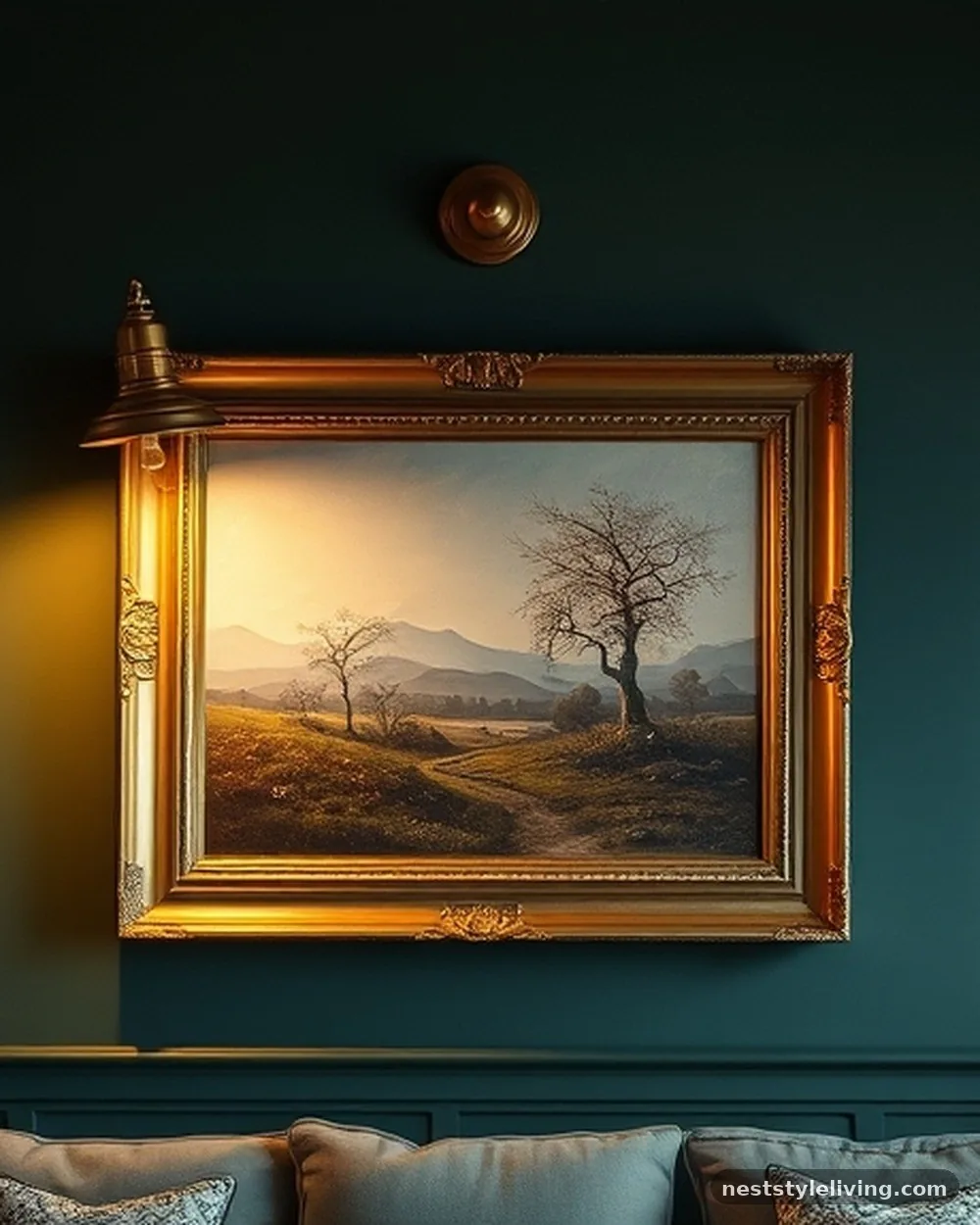 Antique Brass Picture Lights - 15 Living Room Wall Art Ideas That Look Expensive