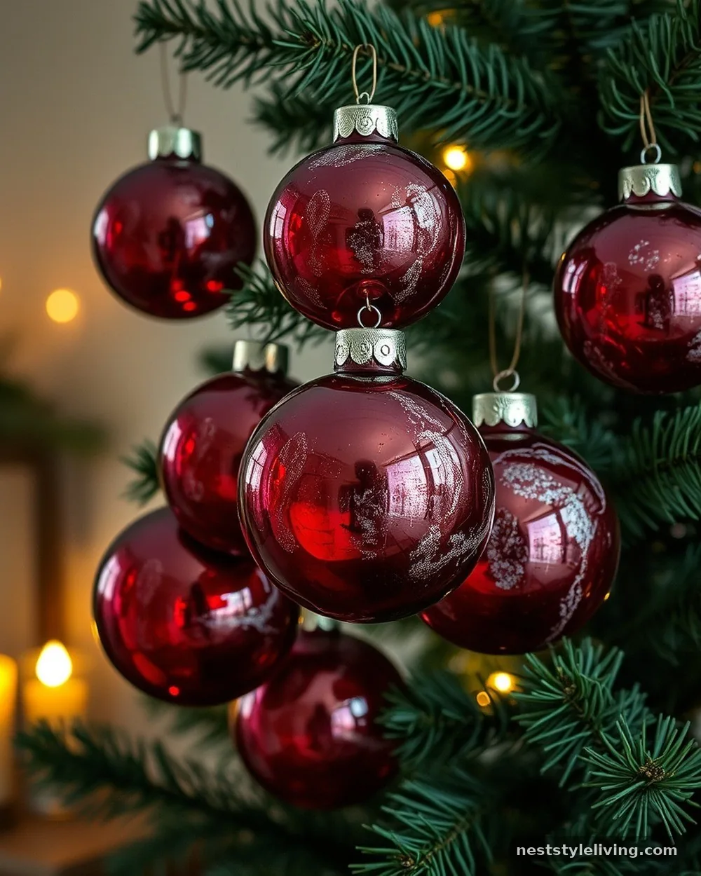Antiqued Mercury Glass Ornaments - 19 Burgundy Christmas Decorations That Look Expensive
