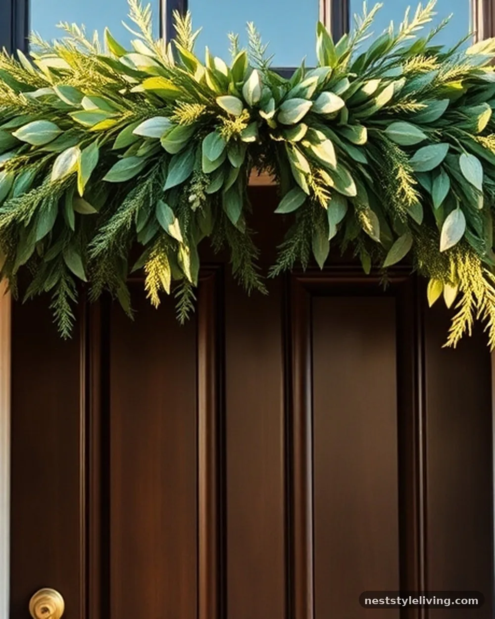 Cedar and Eucalyptus Garland - 19 Christmas Front Porch Decor Ideas to Wow Guests