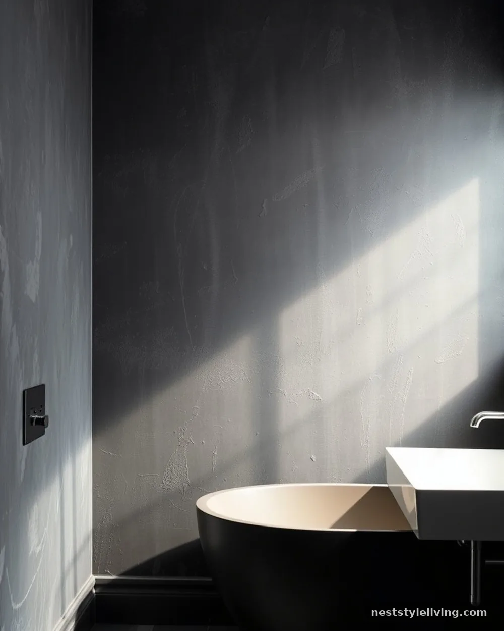 Charcoal Venetian Plaster Walls - 21 Dark Moody Bathroom Ideas for a Dramatic Look