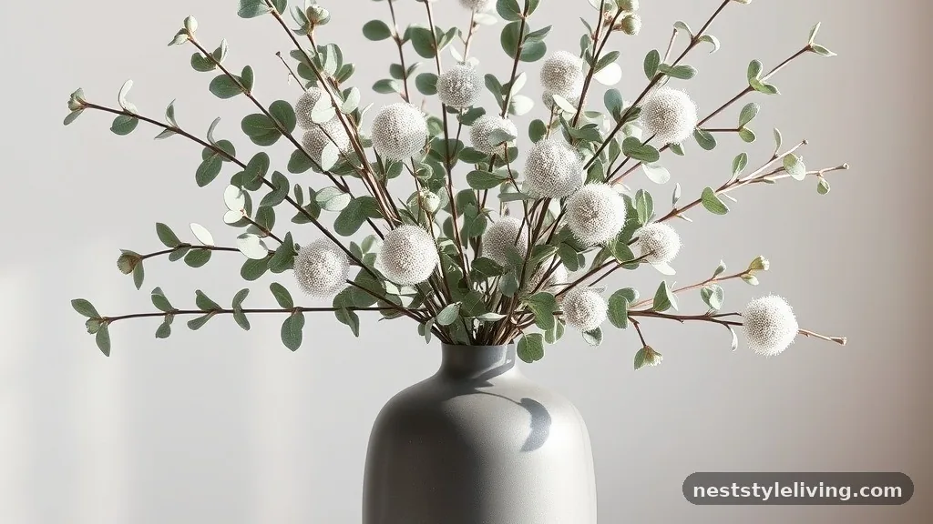 Dried Eucalyptus and Silver Brunia - 18 Winter Floral Arrangements for a Magical Home